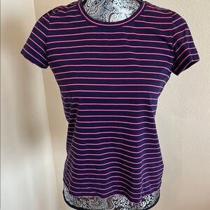Lafayette New York 148 Navy Blue and Pink Striped Top Cotton Size XS